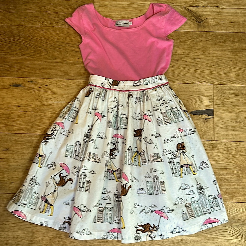 Pink top with cotton bottom print tie around the waist size 12